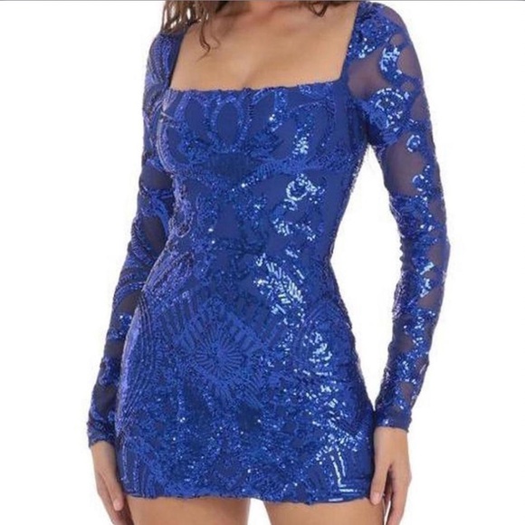 Lucy in the Sky Women's Blue and Navy Dress - Picture 1 of 6